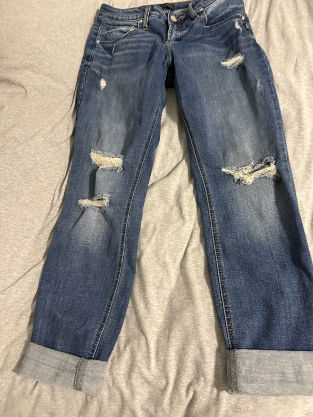 Silver Jeans Women's Distressed Dark Blue Boyfriend Jeans